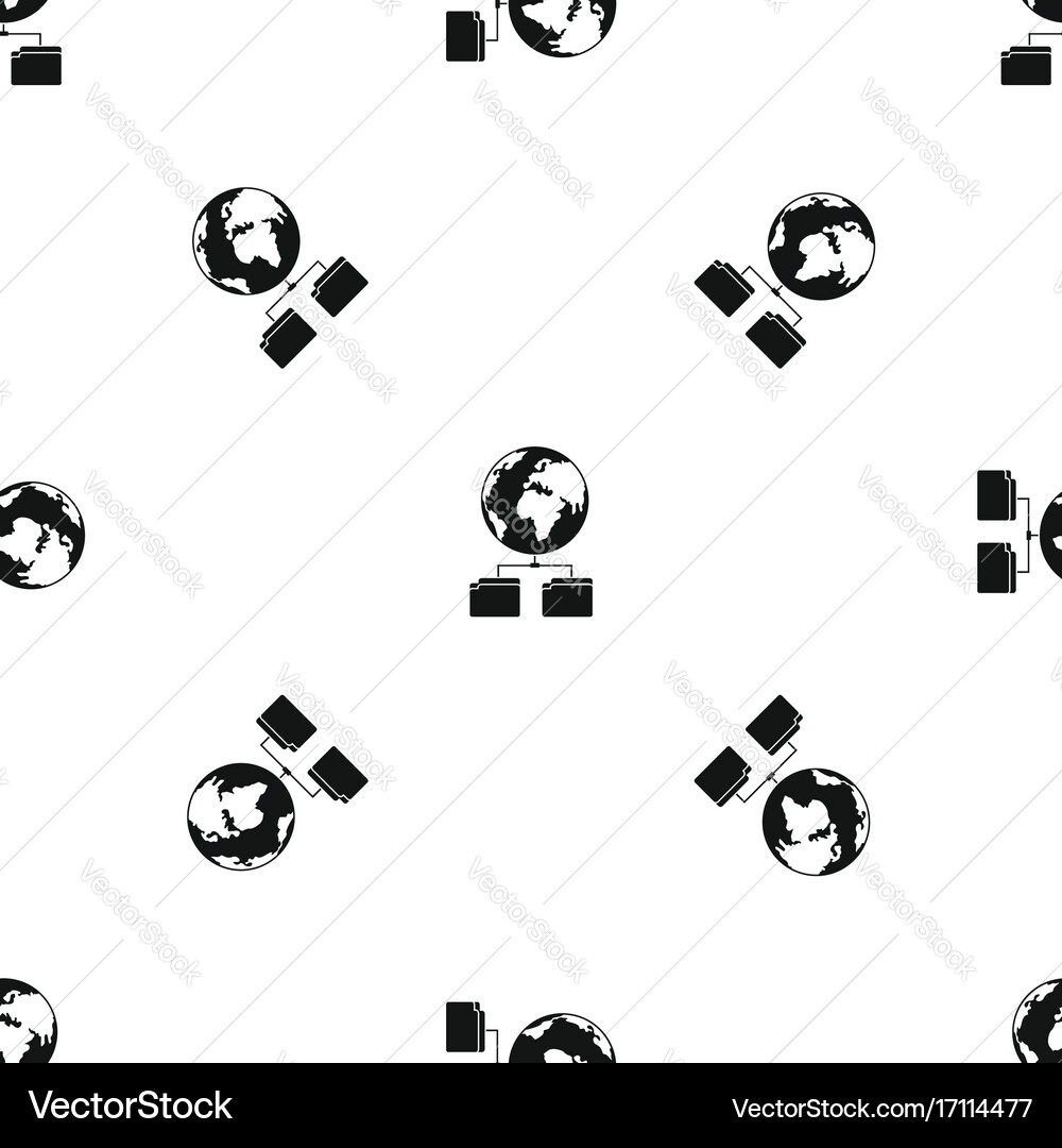 Planet and two folders pattern seamless black vector image