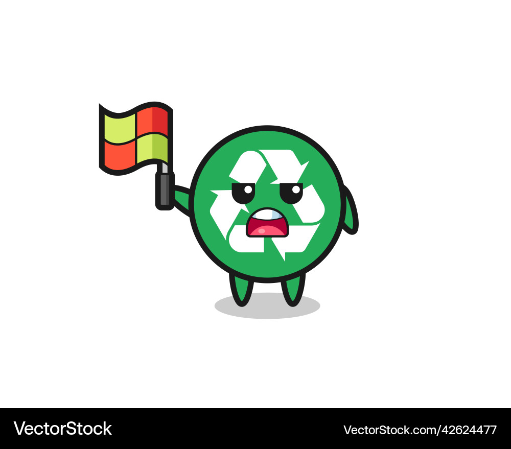 Recycling character as line judge putting Recycling character as line judge putting vector image