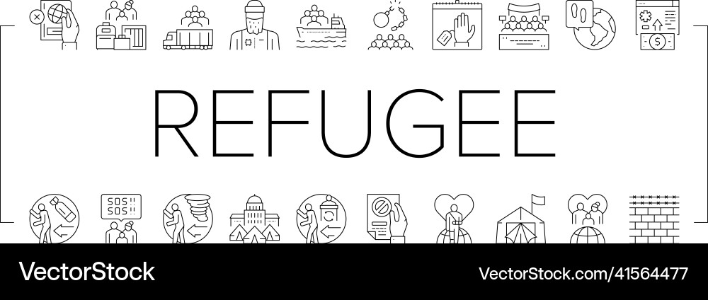 Refugee from problem collection icons set Vector Image