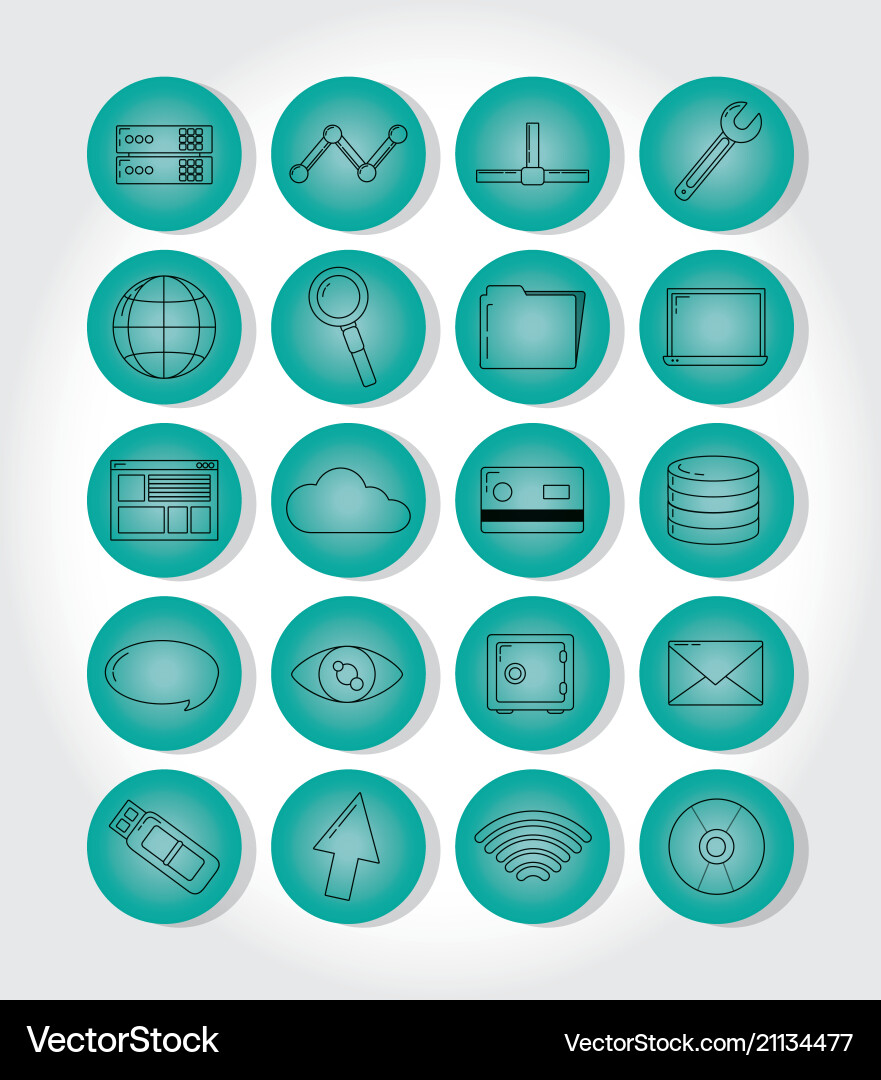 Set of cyber security icons Vector Image