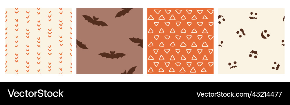 Set of simple seamless patterns with bats vector image