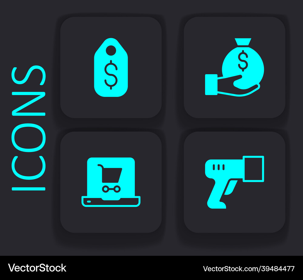 Set scanner scanning bar code price tag Set scanner scanning bar code price tag vector image