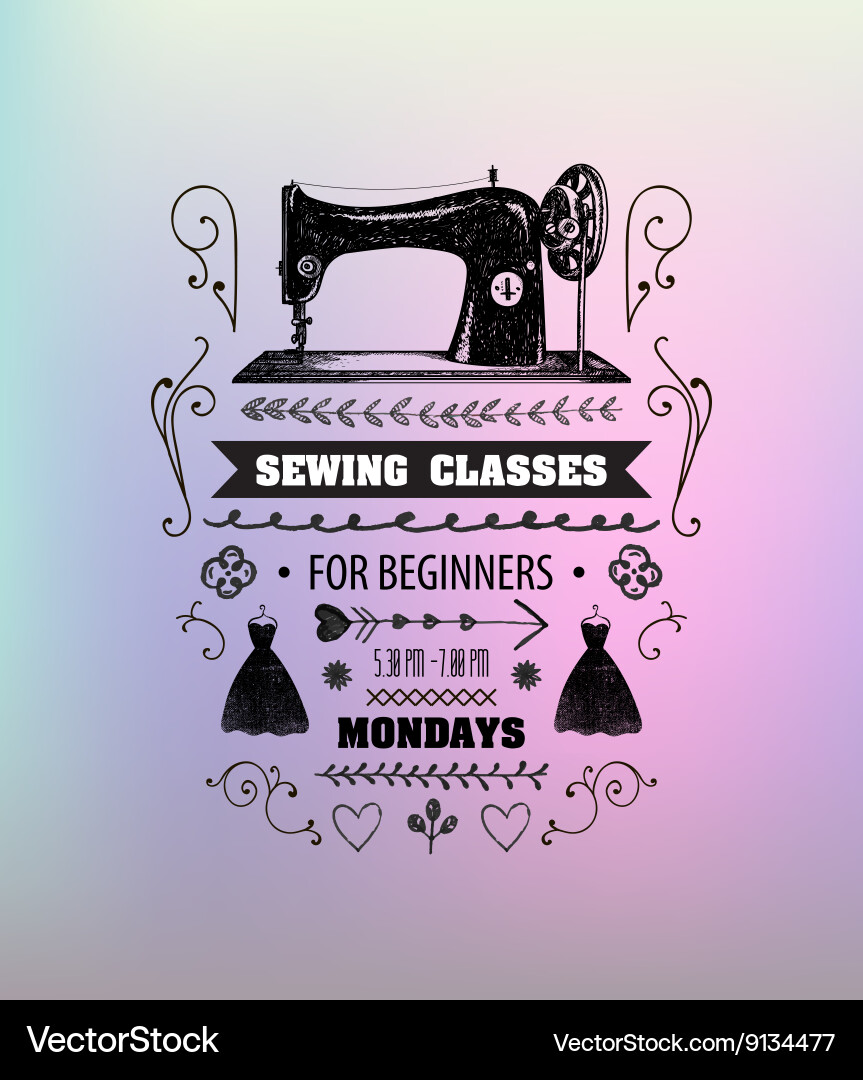 Sewing classes poster flyer Royalty Free Vector Image
