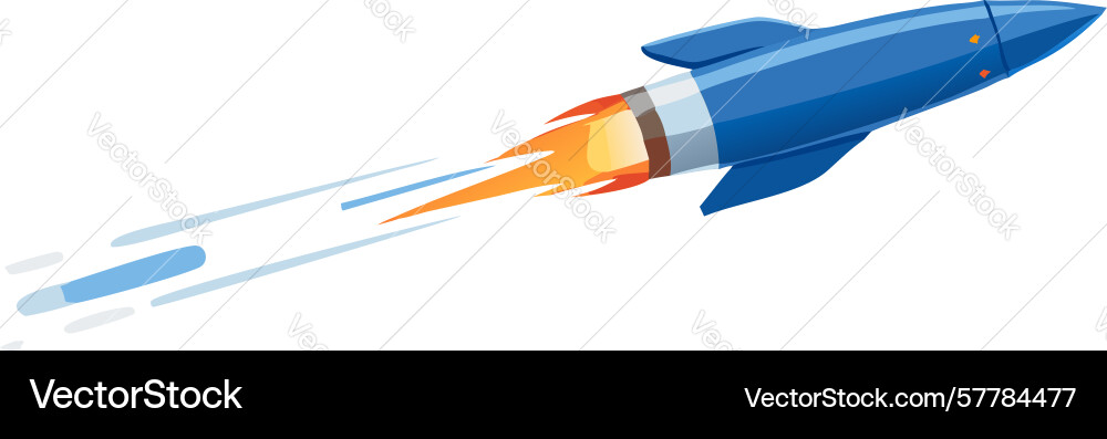 Speeding rocket sleek blue design in dynamic Vector Image