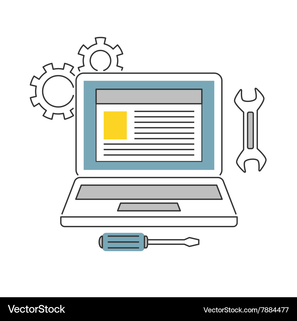 Web Development Line Icons vector image