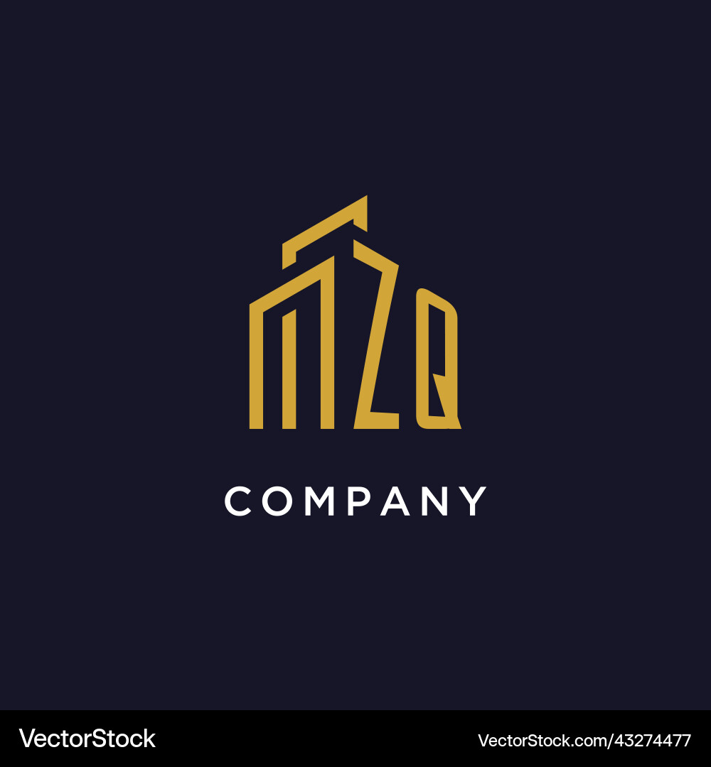 Zq initial monogram with building logo design Zq initial monogram with building logo design Vector Image