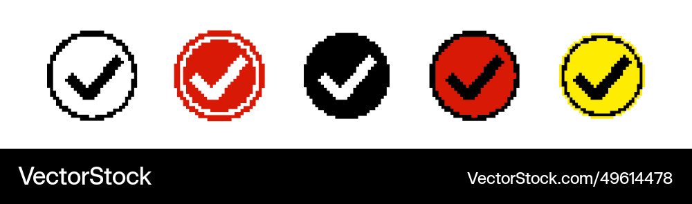 8 bit check mark in circle icon vector image