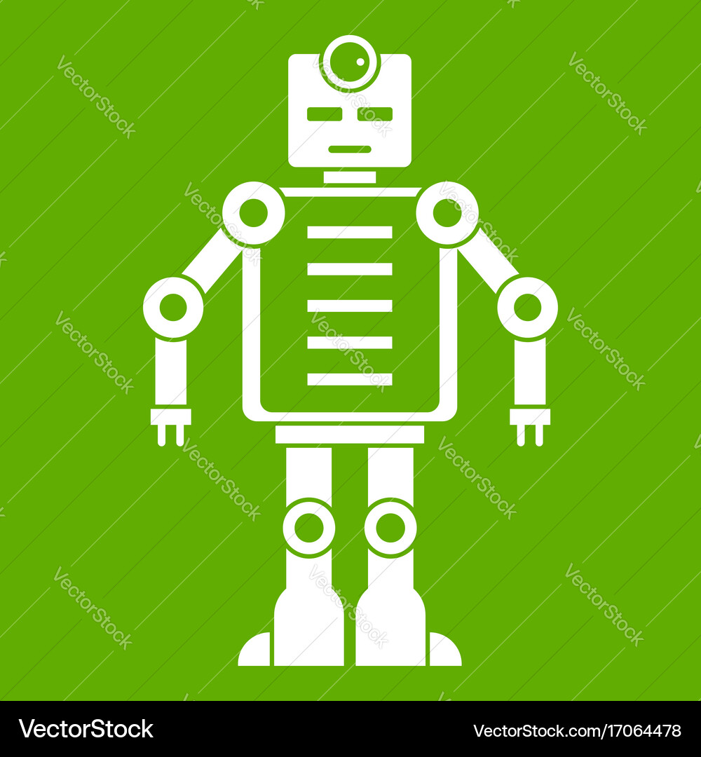 Artificial intelligence robot icon green vector image