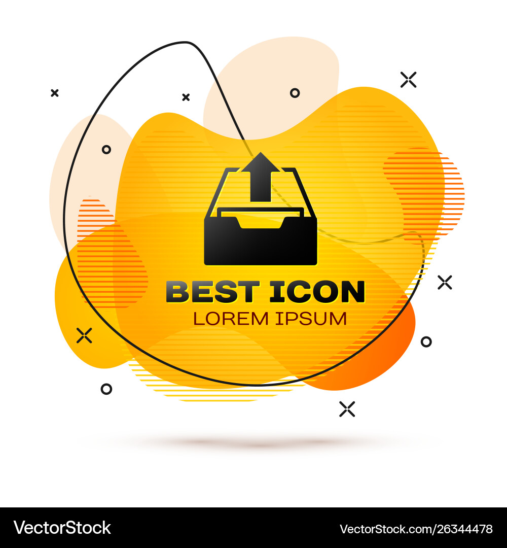 Black upload inbox icon isolated on white vector image