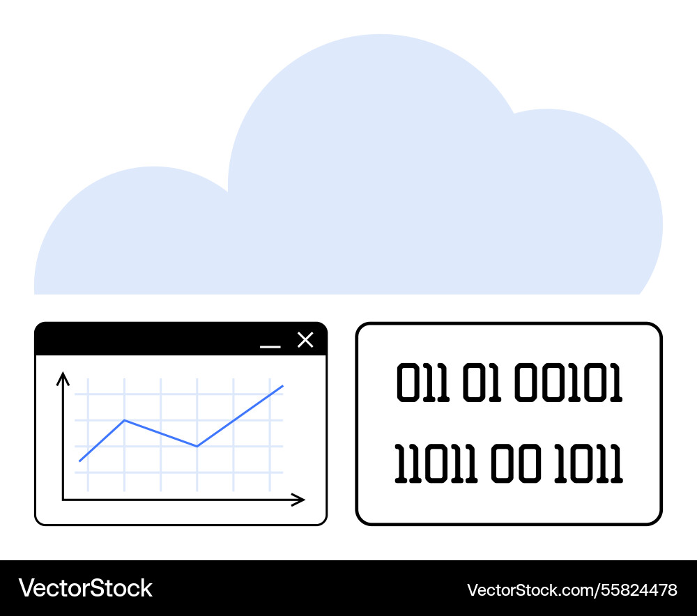 Cloud-Datenspeicher mit Graphanalytik und binär Cloud-Datenspeicher mit Graphanalytik und binär vektorbild