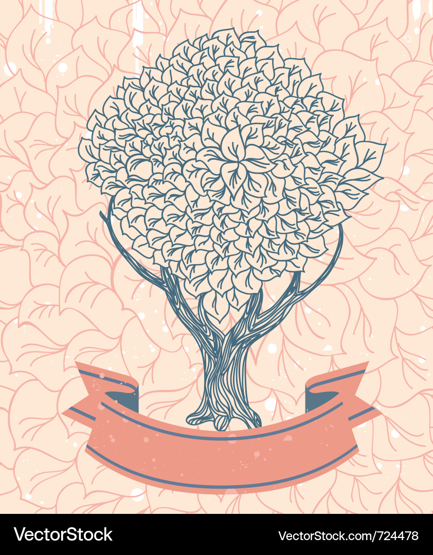 Elegant Tree with Ribbon Vector Image