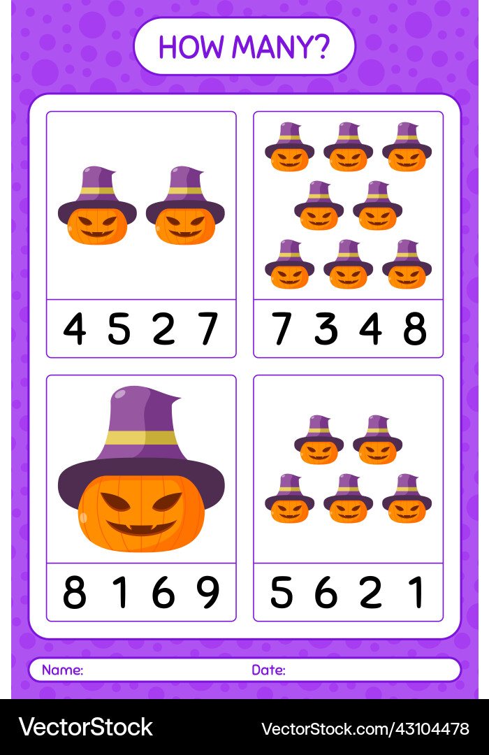 How many counting game with jack o lantern Vector Image