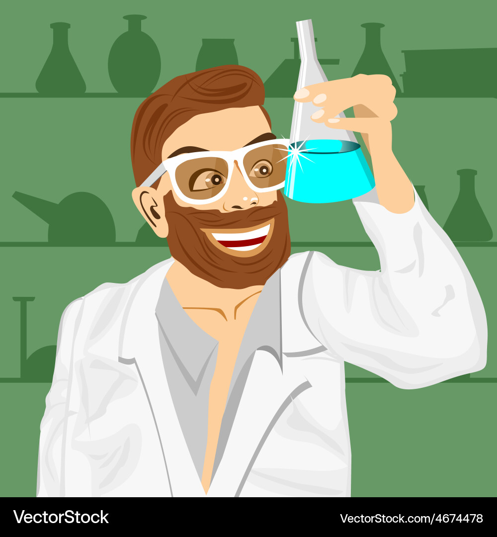 Lab assistant holding bunsen flask Vector Image