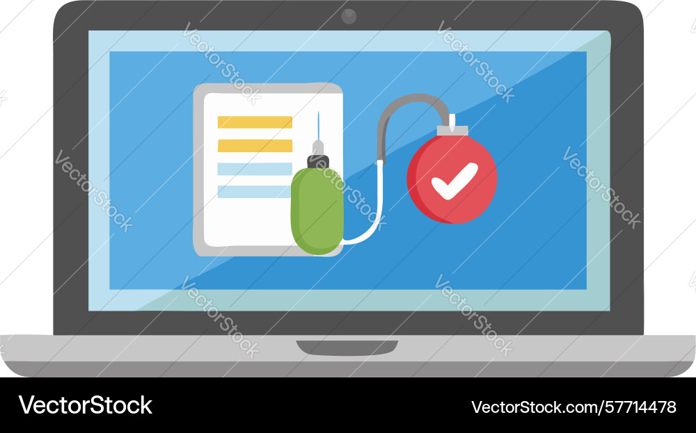 Laptop with file upload download icon design vector image