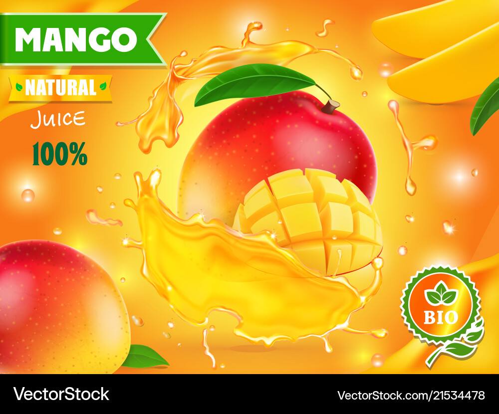 Mango Juice Advertising Package Design Royalty Free Vector