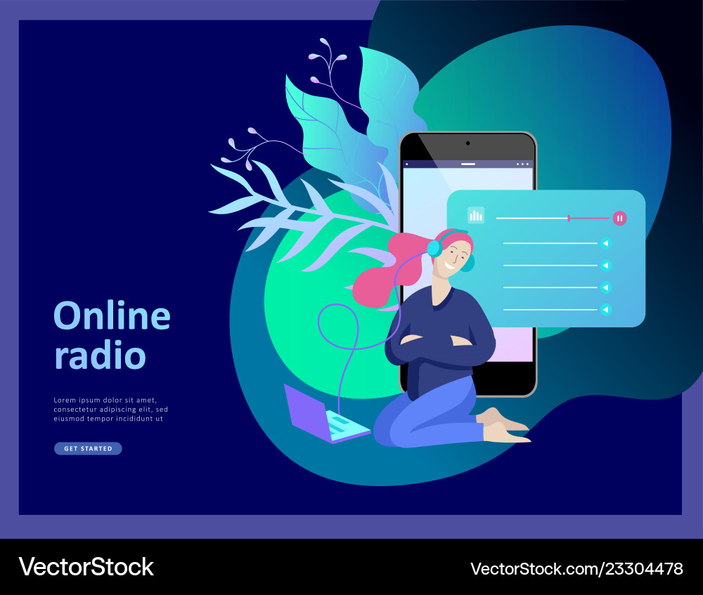 Online Radio Streaming Konzept Vektorbild
