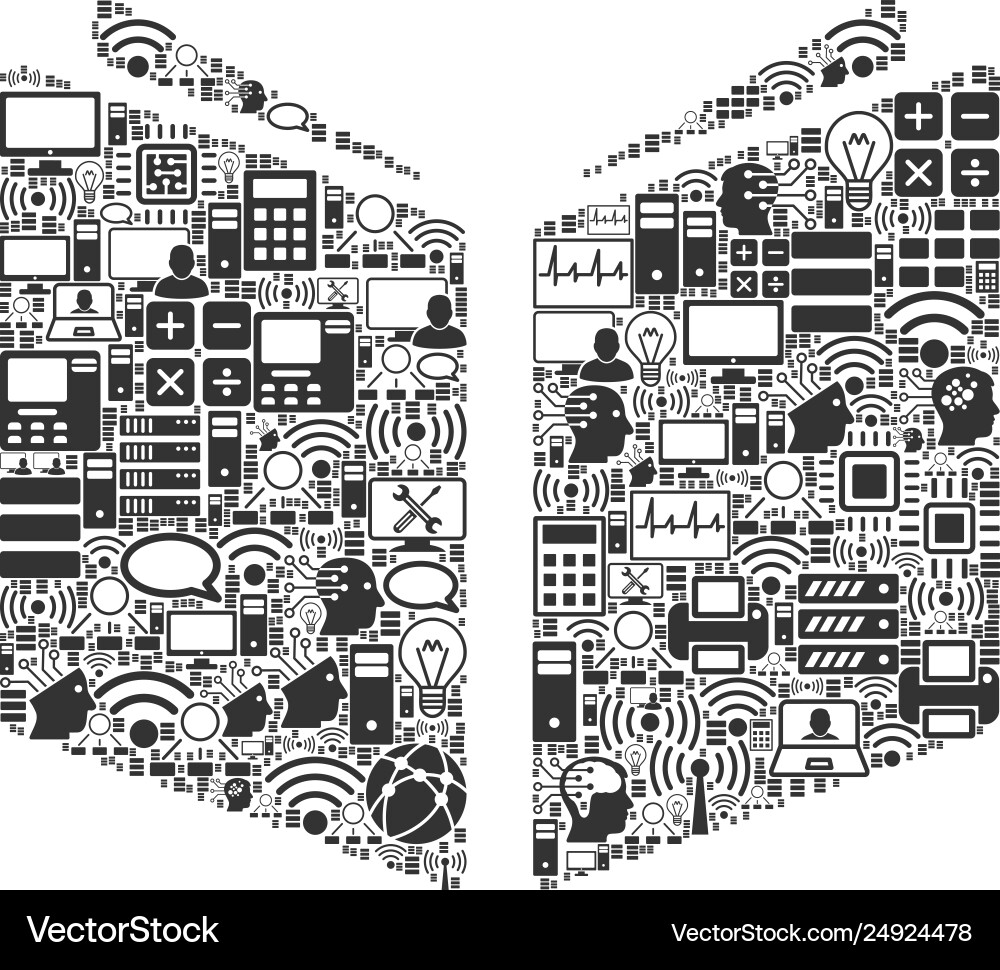Open book collage icon for bigdata and computing Vector Image