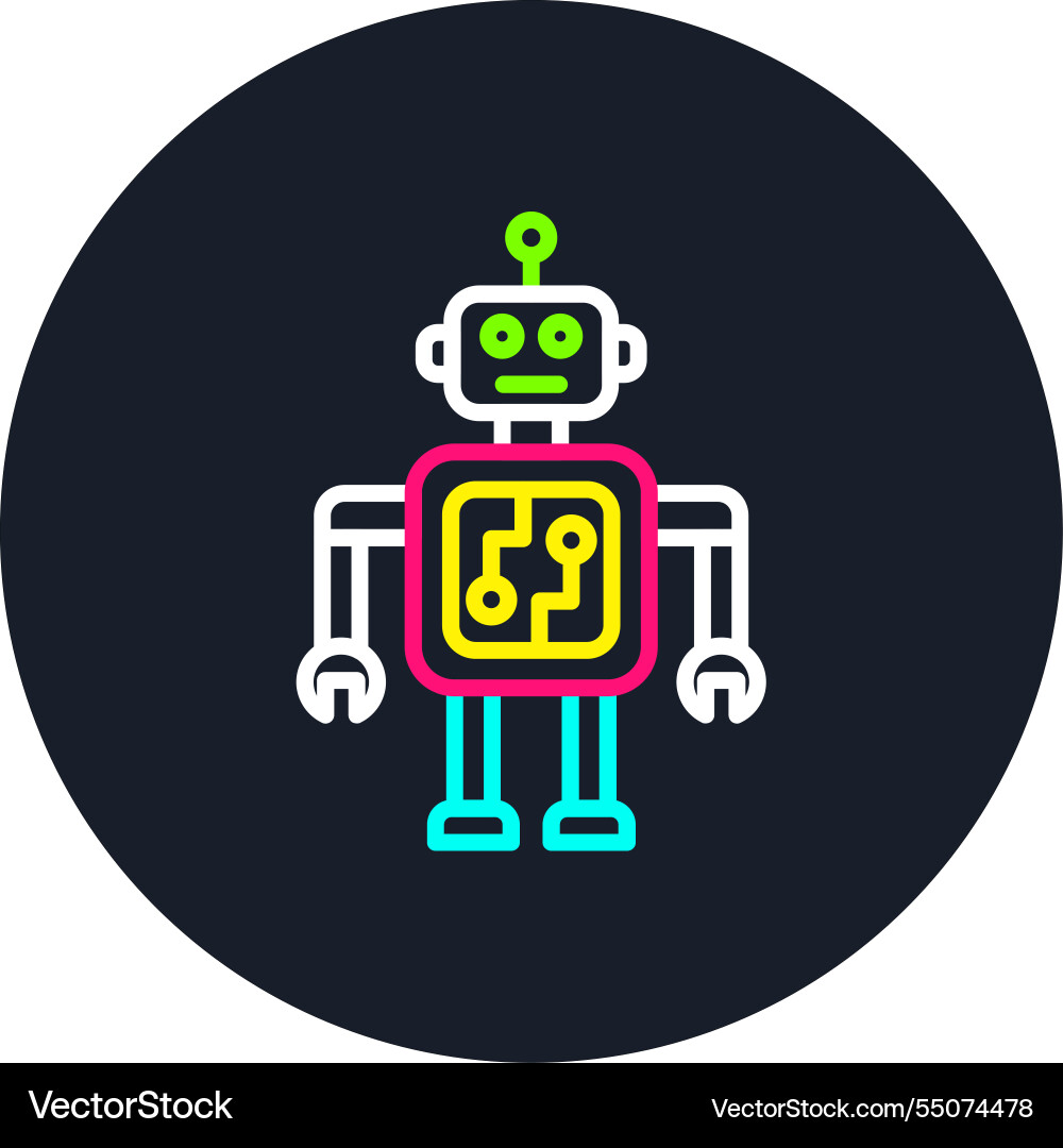 Robot line multi color icon Vector Image