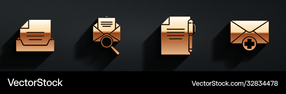 Set drawer with document envelope magnifying Set drawer with document envelope magnifying Vector Image
