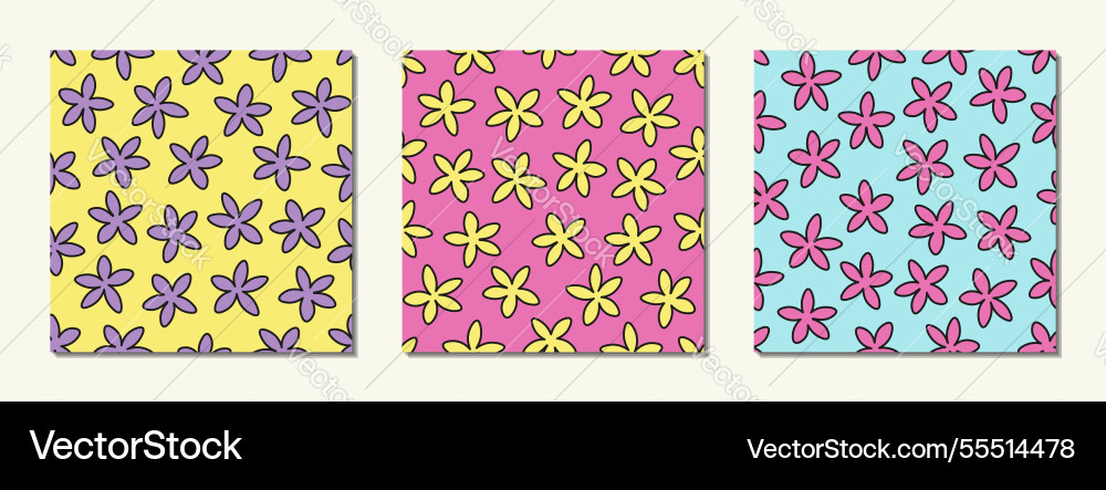 Set of seamless patterns with flowers Vector Image
