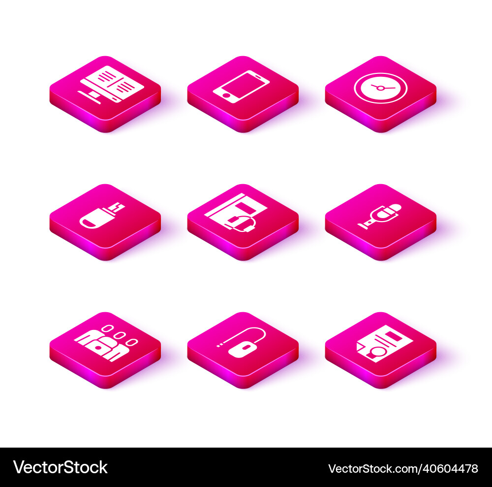 Set online class computer mouse usb flash drive Set online class computer mouse usb flash drive vector image