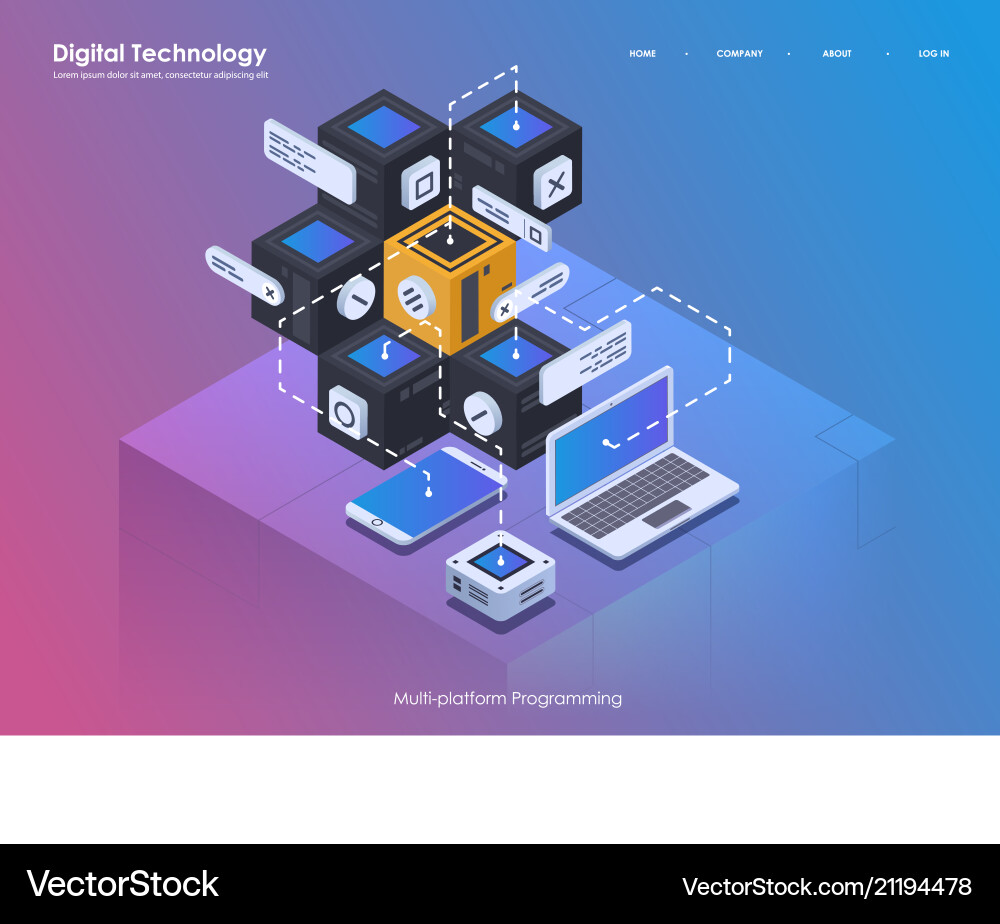 Software Coding Isometric vector image