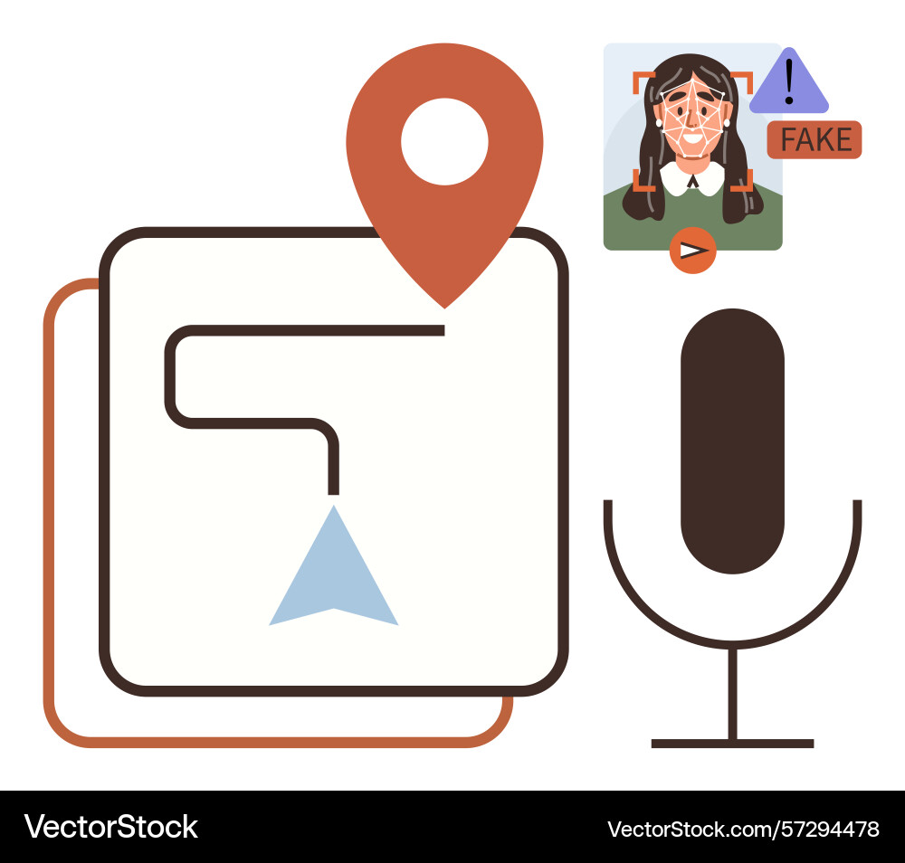 Voice command navigation with fake content Voice command navigation with fake content vector image
