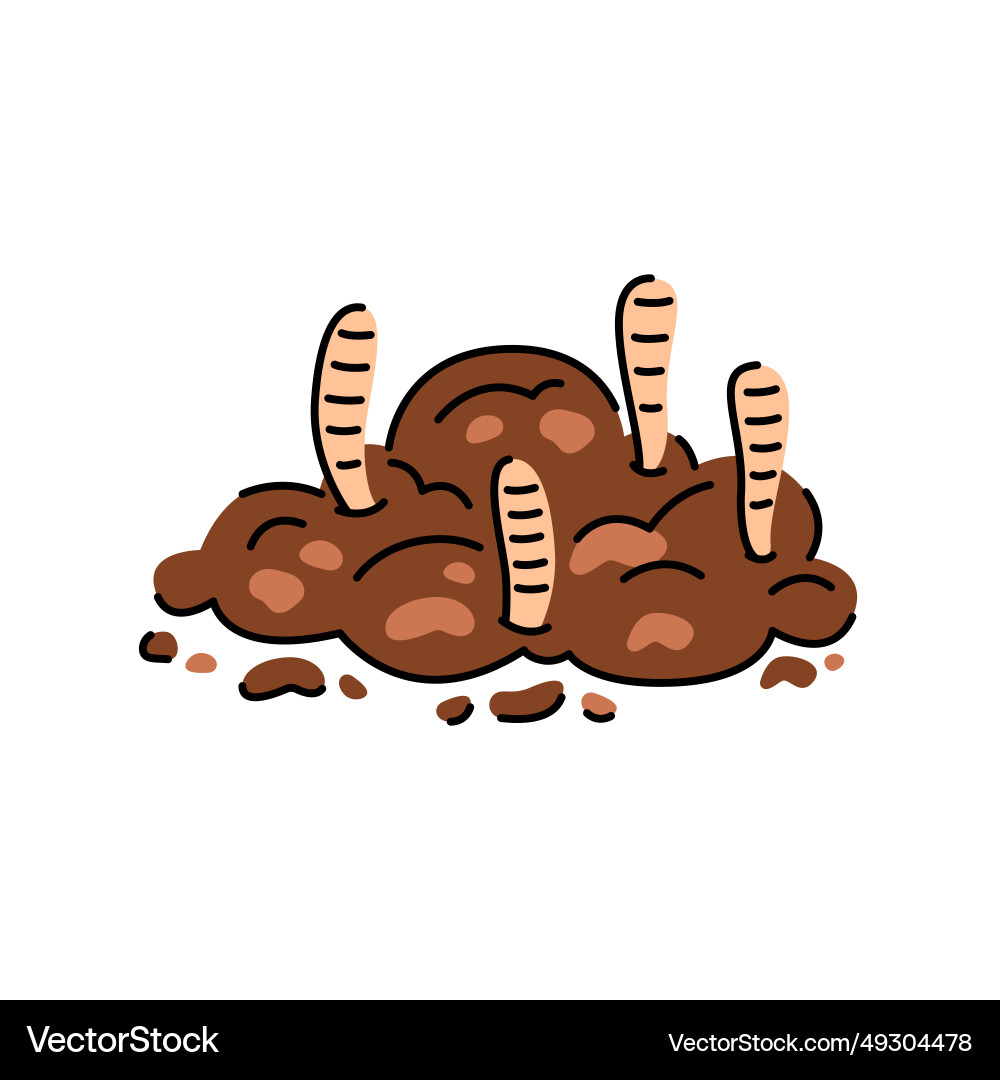 Worms in compost color line icon composting Worms in compost color line icon composting vector image