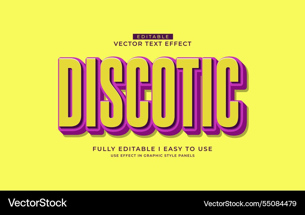 3d editable text effect typography style template vector image