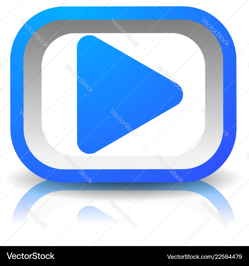 3d rectangular play button with shadow 3d rectangular play button with shadow Vector Image