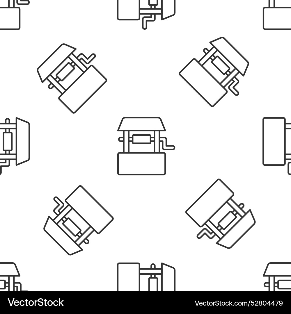 Grey line well icon isolated seamless pattern Grey line well icon isolated seamless pattern vector image