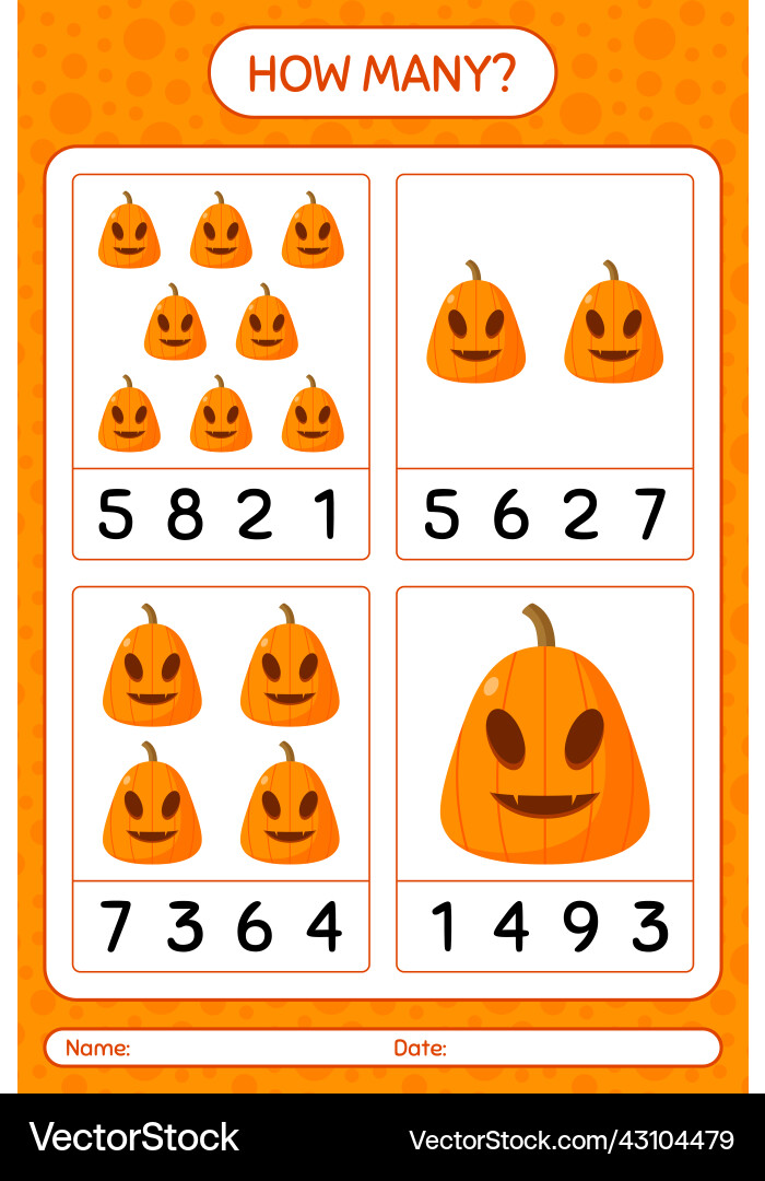 How many counting game with jack o lantern How many counting game with jack o lantern vector image