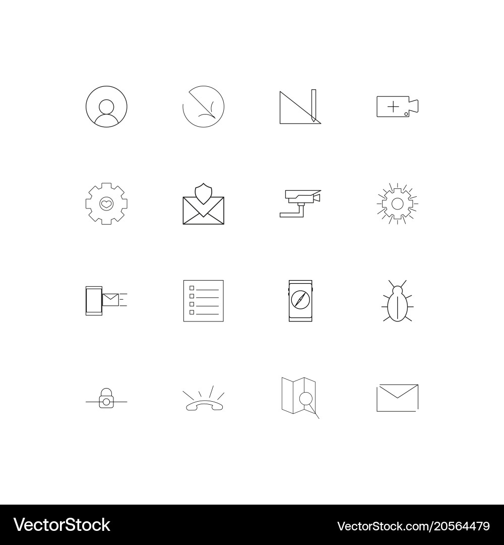 Internet technologies simple linear icons set vector image