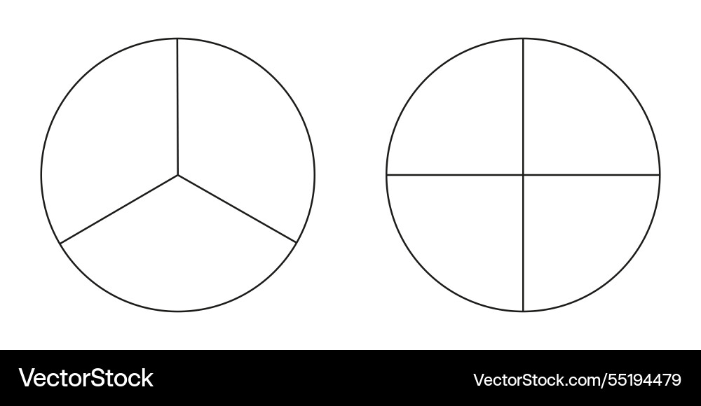 Pie chart diagram set three and four sections Pie chart diagram set three and four sections vector image