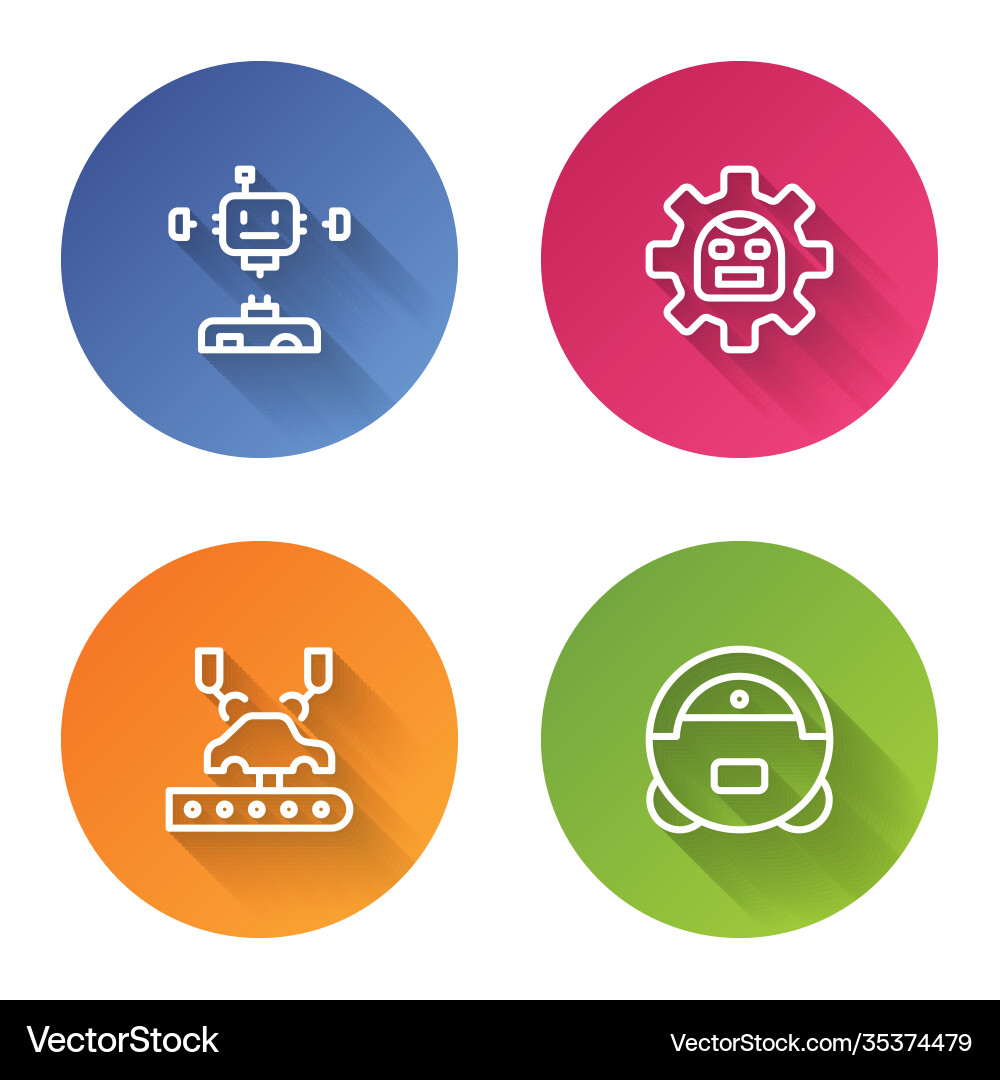 Set line disassembled robot robotic arm Vector Image