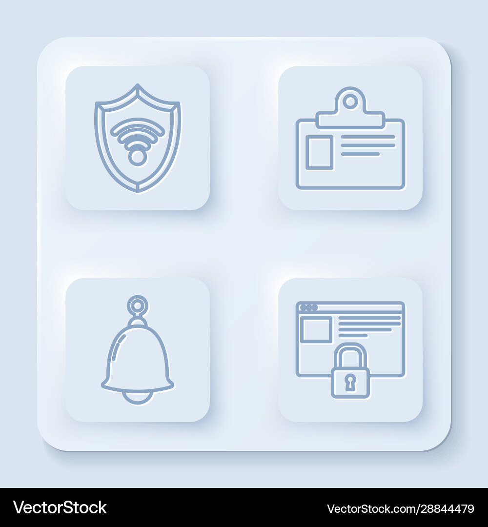 Set line shield with wifi wireless internet Set line shield with wifi wireless internet vector image