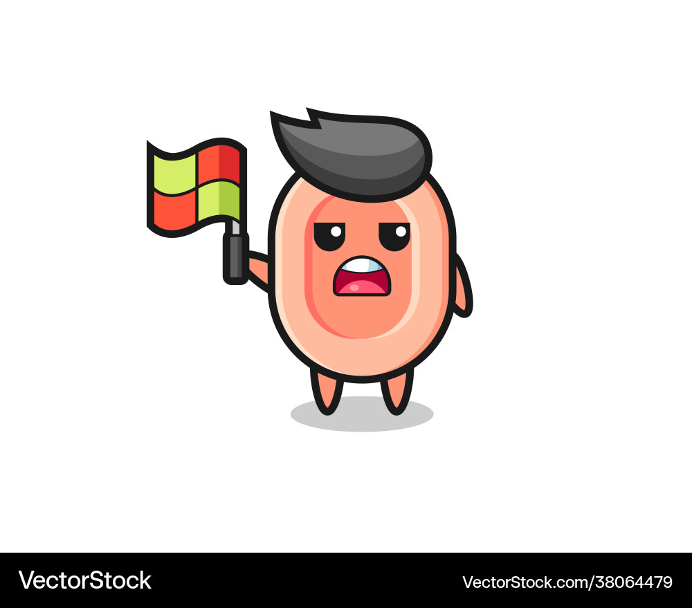 Soap character as line judge putting flag up Soap character as line judge putting flag up vector image