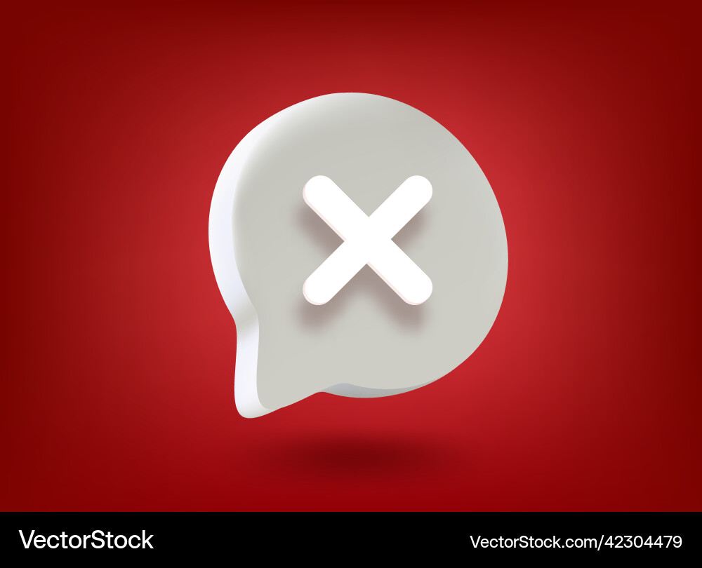 Speech bubble with cross mark on red background Speech bubble with cross mark on red background vector image