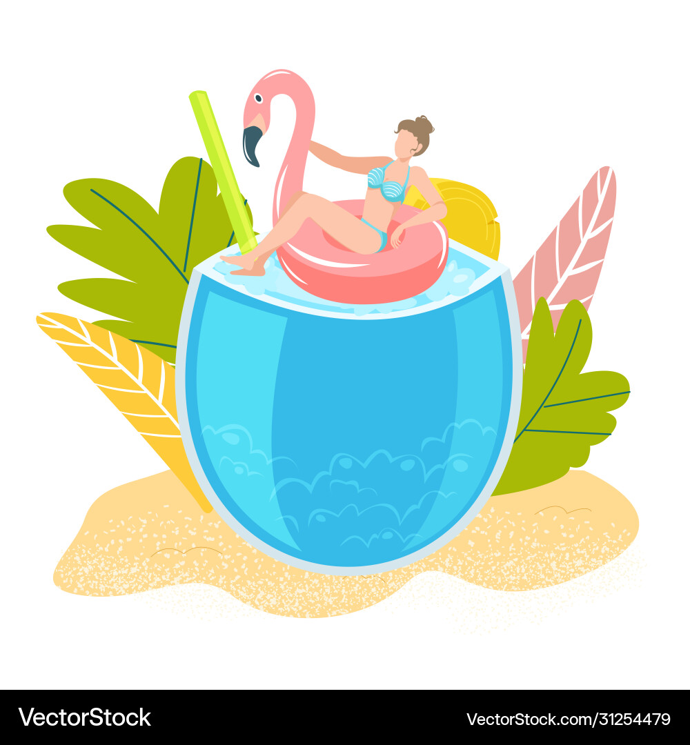 Summer tropical vacation girl on sea swimming Summer tropical vacation girl on sea swimming vector image