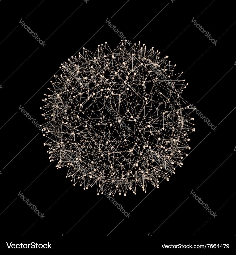 Wireframe Globe with Network Grid vector image