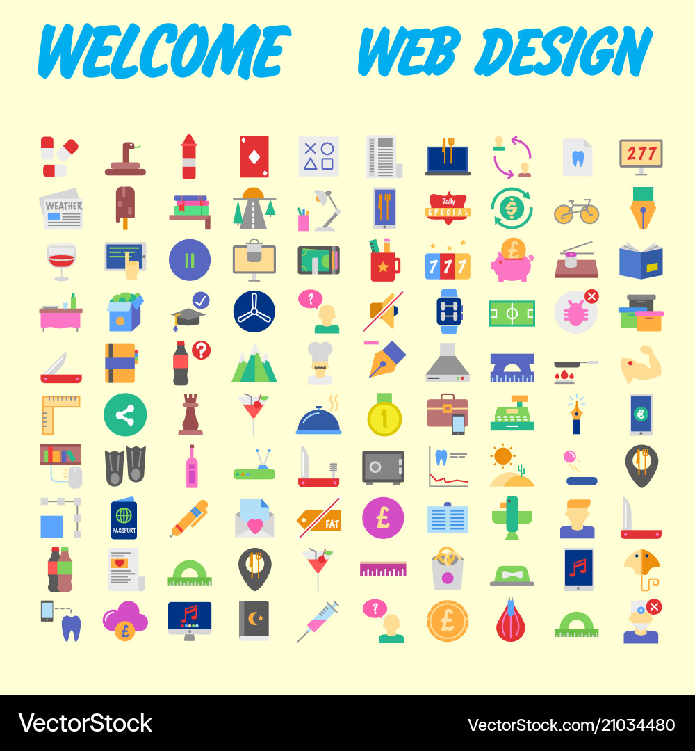 100 icon set trendy thin and simple icons for web 100 icon set trendy thin and simple icons for web Vector Image