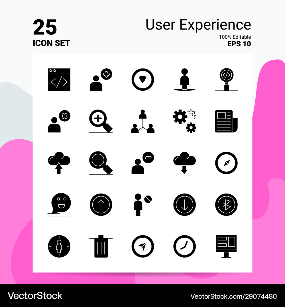 25 user experience icon set 100 editable eps 10 Vector Image