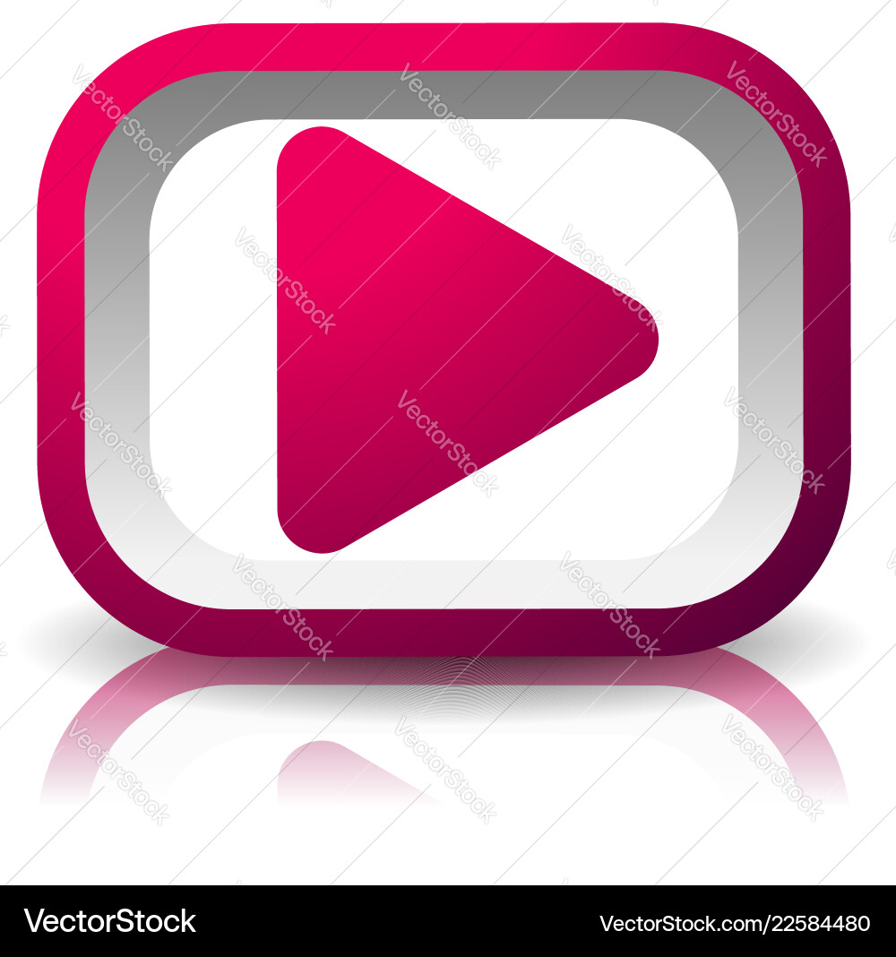 3D Play Button with Reflection vector image