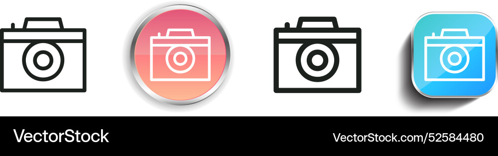 Camera icon thin linear regular and button style Camera icon thin linear regular and button style Vector Image