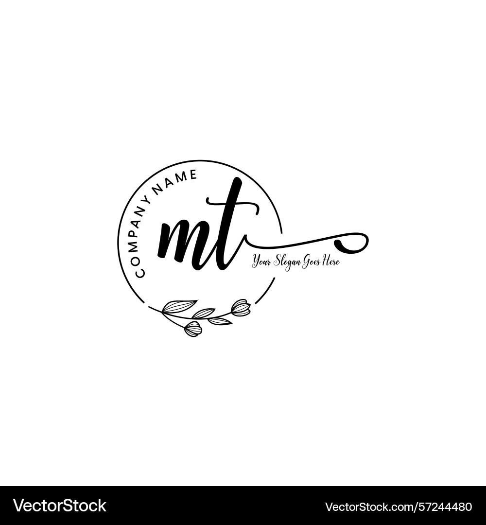 Elegant mt initial logo design with botanical Elegant mt initial logo design with botanical Vector Image
