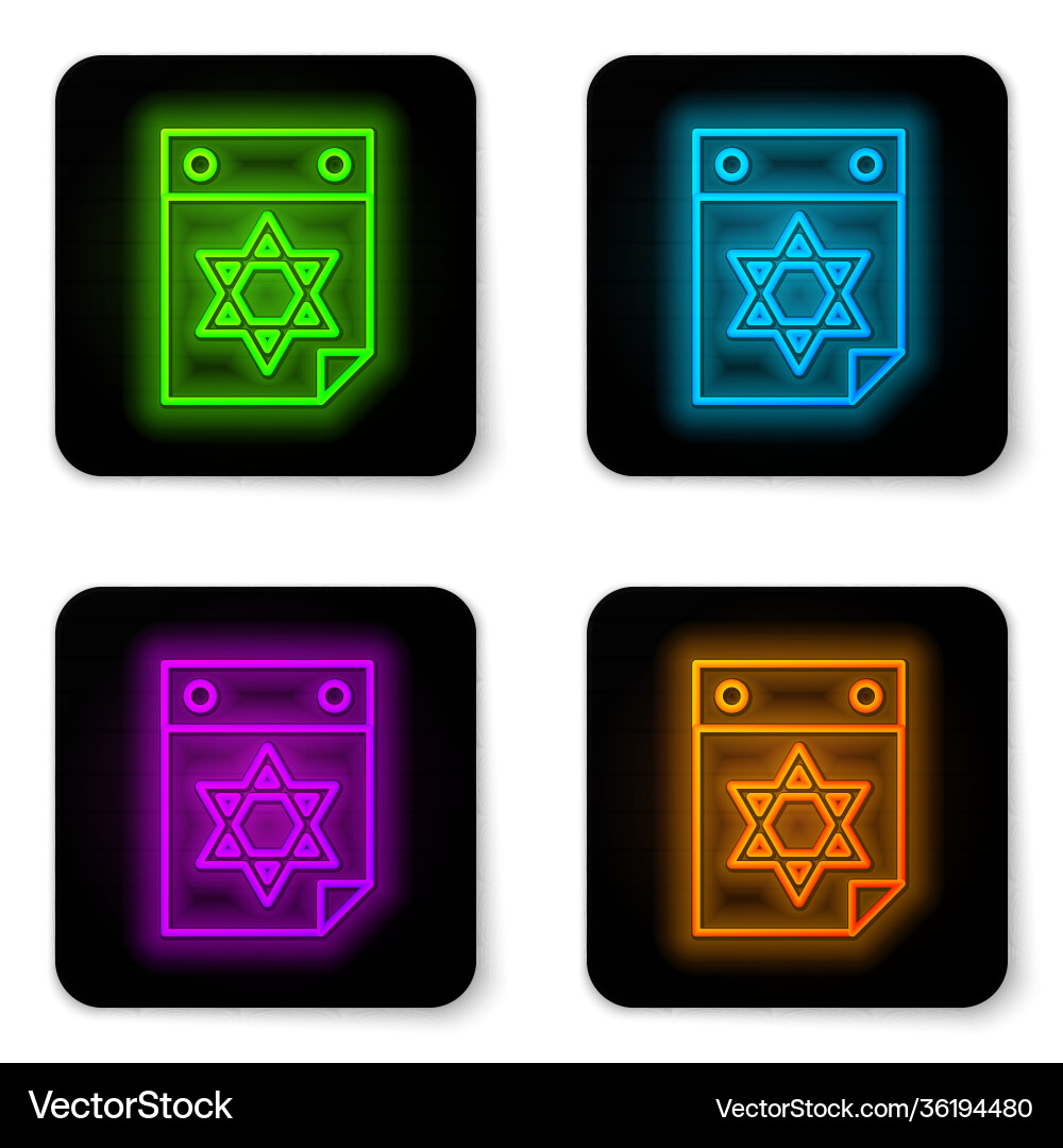 Glowing Neon Linie jüdischen Kalender mit Stern Glowing Neon Linie jüdischen Kalender mit Stern vektorbild