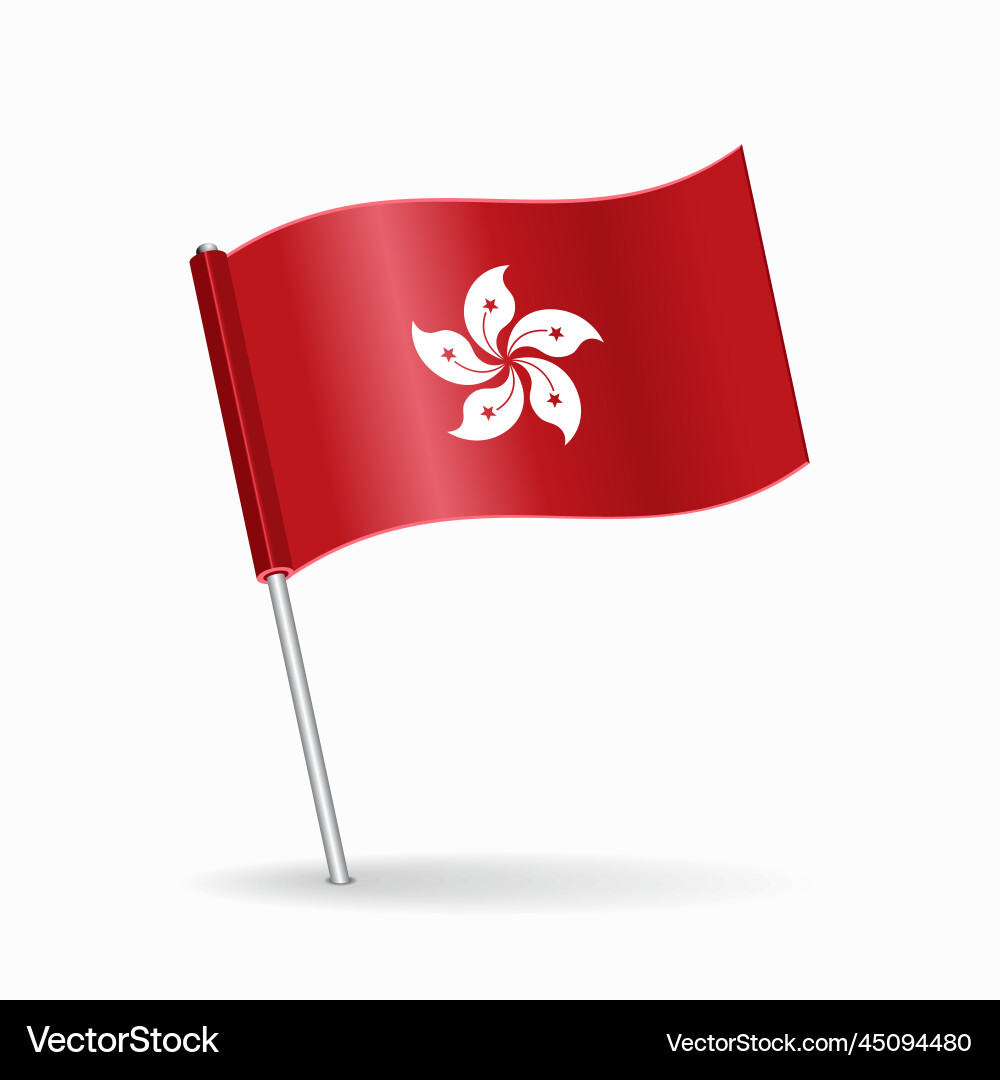 Hong kong flag map pin pointer layout vector image