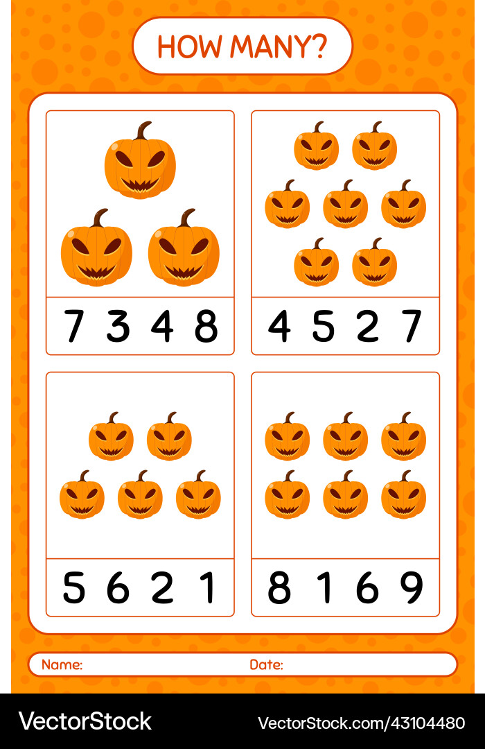 How many counting game with jack o lantern vector image