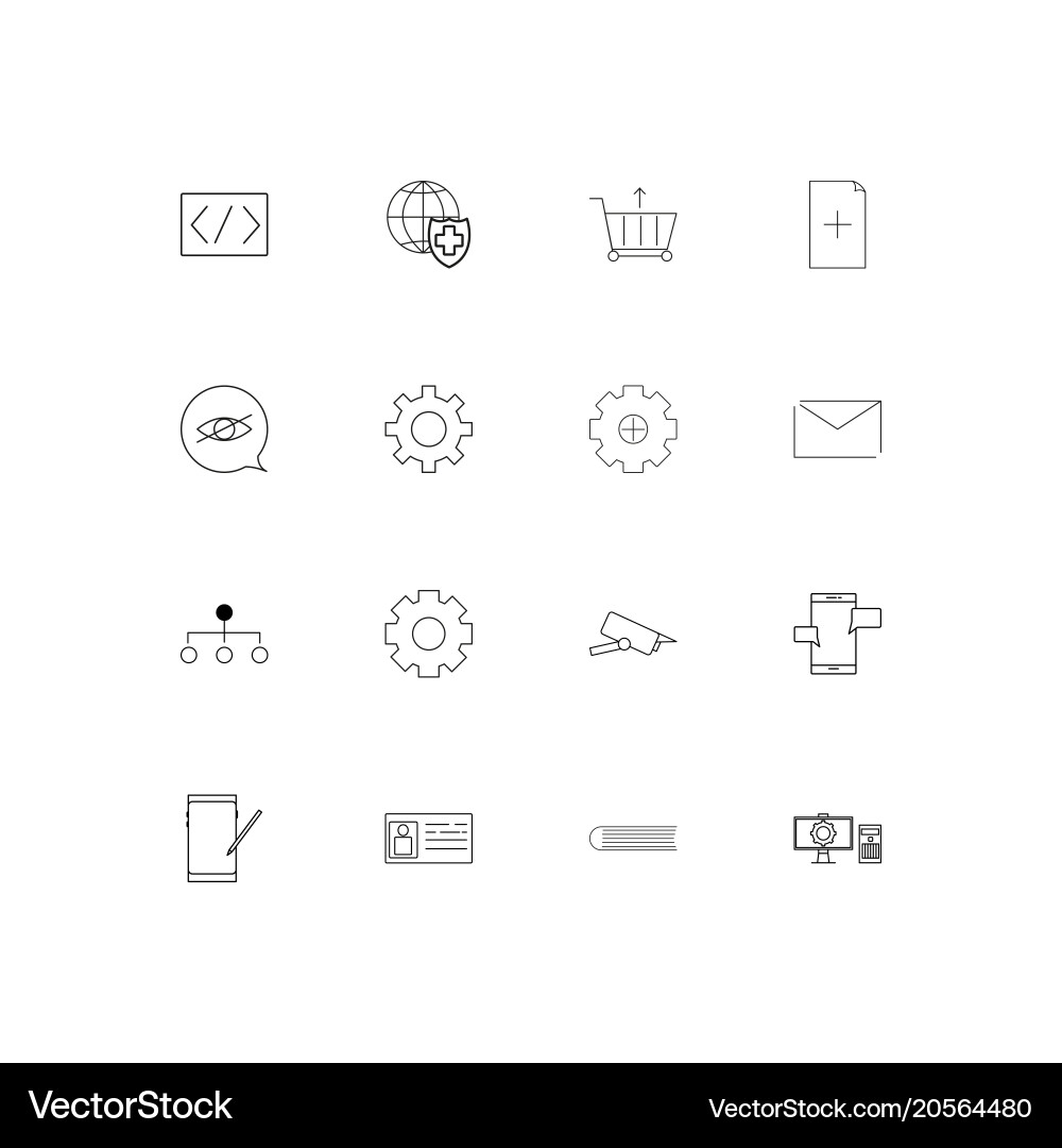 Internet technologies simple linear icons set vector image
