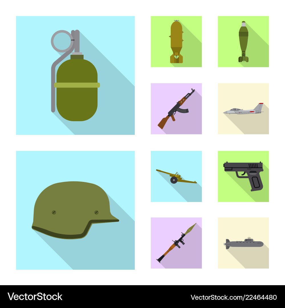Isolated object of weapon and gun icon collection vector image